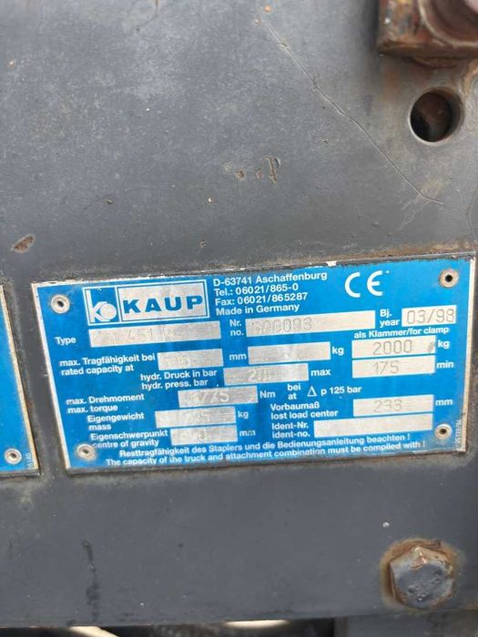 Atașament stivuitor KAUP Bale Clamp cu furci duble + rotator