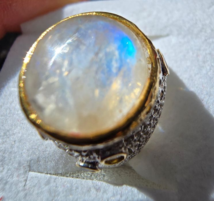 Inel Ag 925 cu piatra lunii si ametiste