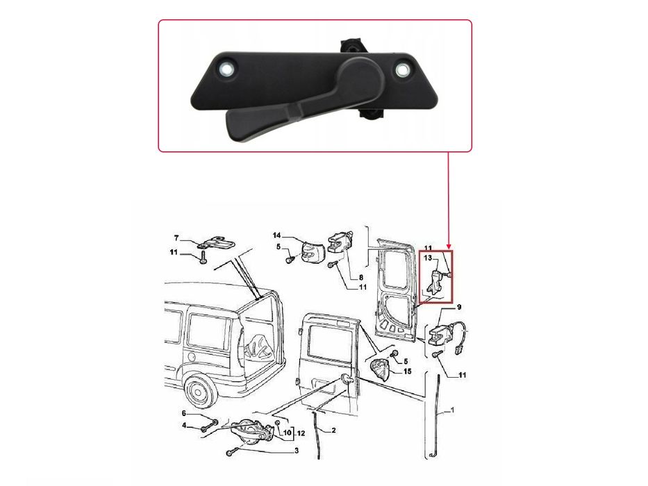 Вътрешна дръжка за багажник на Fiat Doblo 1 (2000-2010)