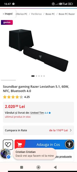 Boxa  Razer 60w de geimig
