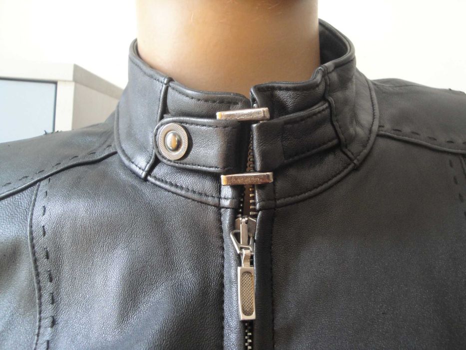 Стилно черно кожено дамско яке, естествена кожа, дамско палто, сако