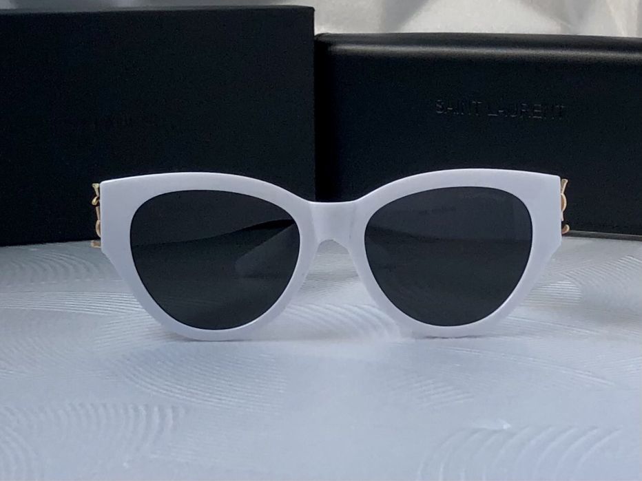 Бели дамски слънчеви очила котка