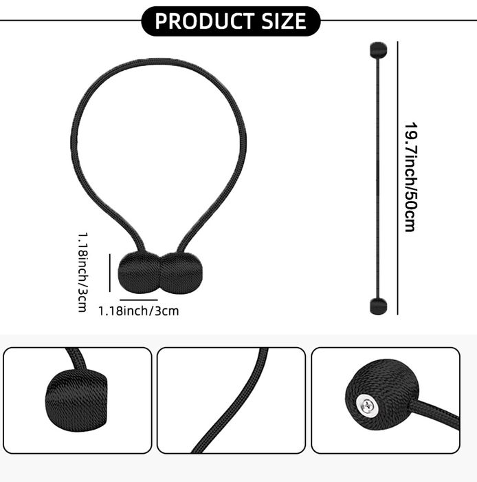 Комплект 2 броя магнитни държачи за захващане на пердета завеси