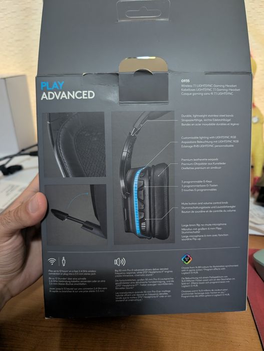 Logitech G935 Wireless 7.1 Lightsync Gaming Headset, negru