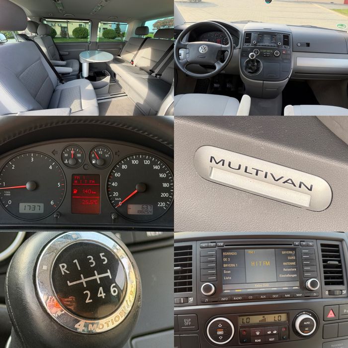 Vw T5 “ Multivan / 4 MOTION “ 7+1 Locuri , Măsuță , Perdeluțe , 2 Uși Laterale , Navigație Mare , Comenzi , Senzori , Pilot , Cârlig TOP