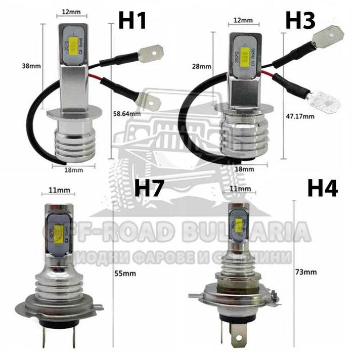 2 БРОЯ LED Диодни крушки – H4 100W 12V +100%