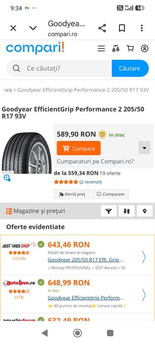 205-50-17 Goodyear Efficient Grip Performance 2