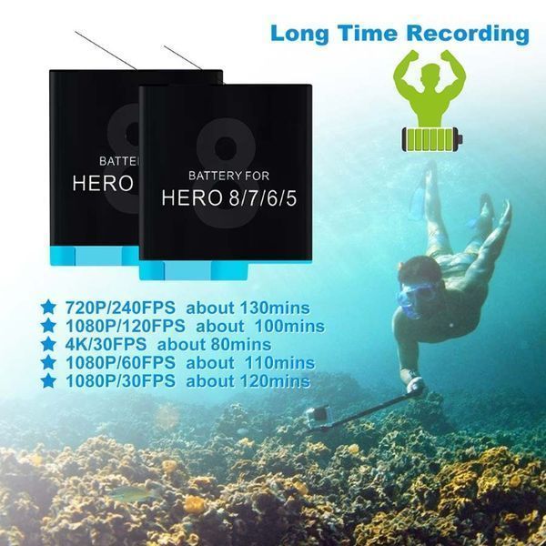 Комплект GARV зарядно устройство + 2бр. Батерии за GoPro Hero 8 Black