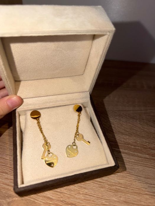 Cercei tiffany & co inimioară și cheie cu cristale micuțe
