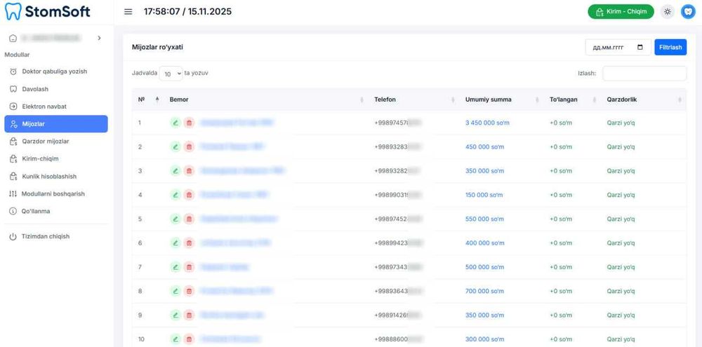 StomSoft – Stomatologiya uchun zamonaviy onlayn tizim