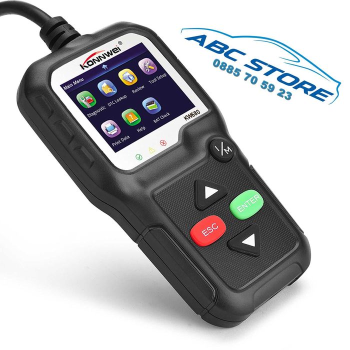 Уред  / Скенер за диагностика на МПС KW680/PA124 OBD II KONNWEI
