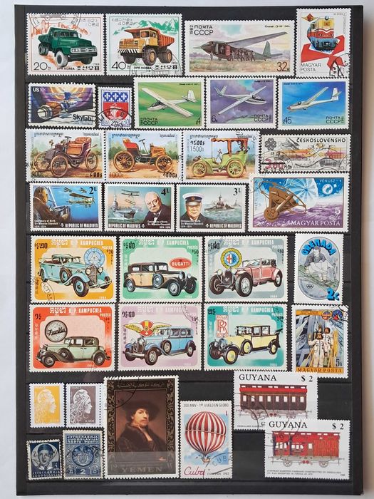 Пощенски марки тема ”Превозни средства”.