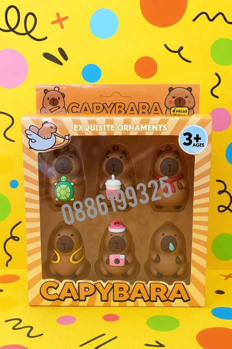 Комплект 6 броя Фигурки Капибара Capybara Голям комплект за игра