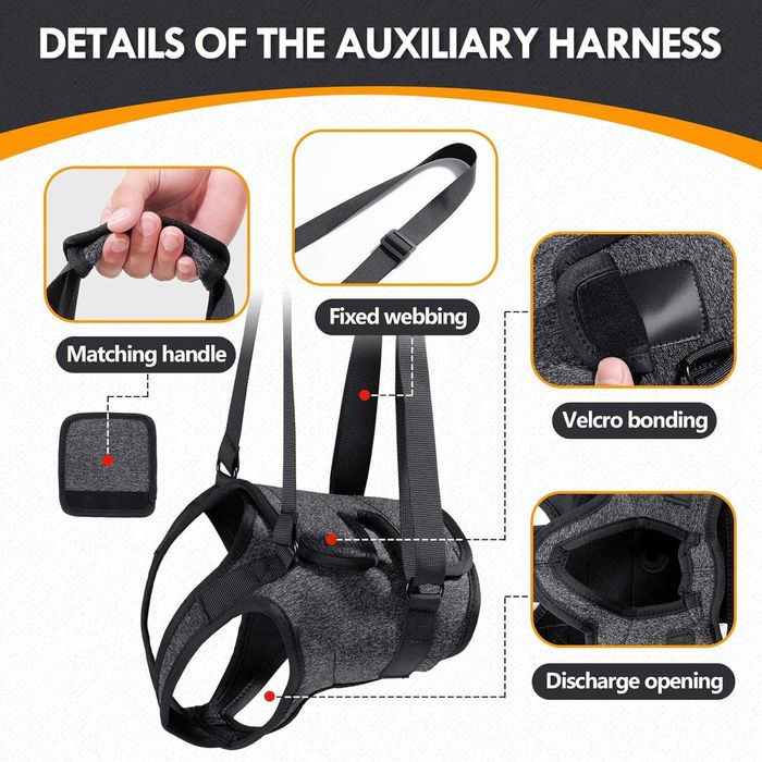 Регулируем опорен колан за повдигане на кучета за задни крака, XL