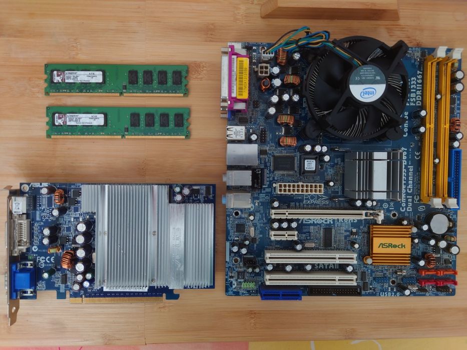 Vand kit retro Asrock 775 + Core2duo E7500 + Geforce 6600 128mb + 4gb ddr2 + cooler