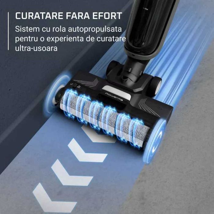 Aspirator vertical Rowenta X-Clean 4 GZ5037WO cu mop 0.45 L + 0.73L Negru Gri.