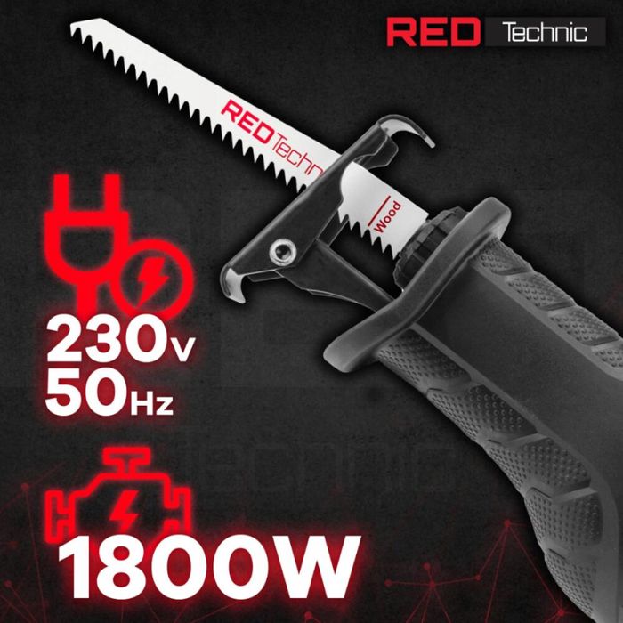 Fierastrau electric tip sabie, 1800 W, 12 lame SDS incluse, Red