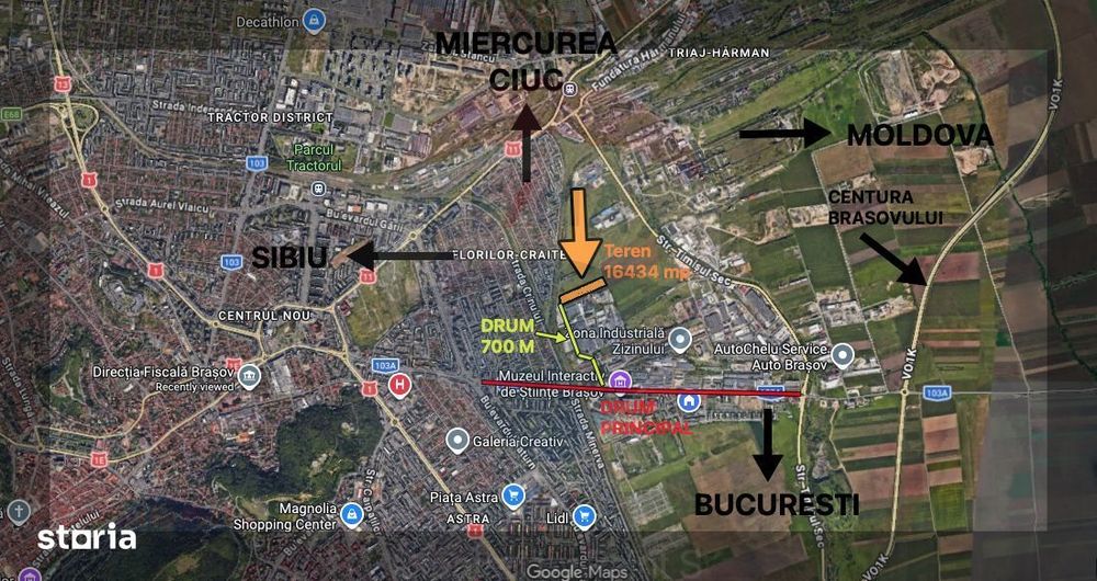 Teren industrial 16.434 mp, PUZ aprobat, Uzina 2, Brașov