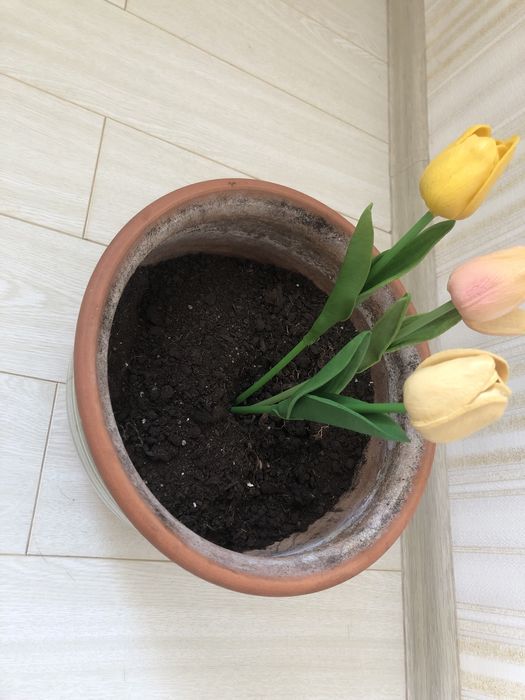 Керамический горшок с керамическим поддоном