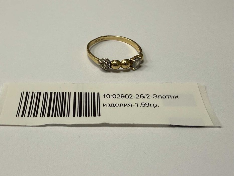 Златен дамски пръстен с камъни - 1.59гр. - 14к.