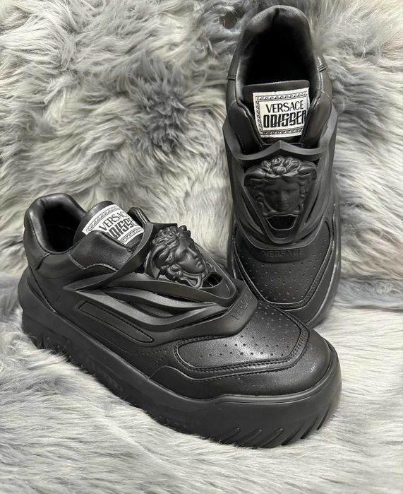 Adidași~sneakers high-top bărbați Versace Odissea Black (săculeț de transport CADOU/Livrare cu verificare)