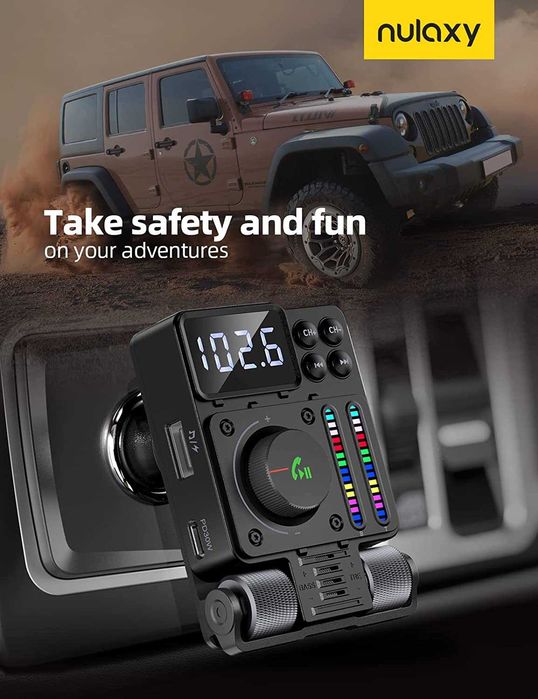 Nulaxy KM34'2023 Bluetooth FM Transmitter-черен цвят