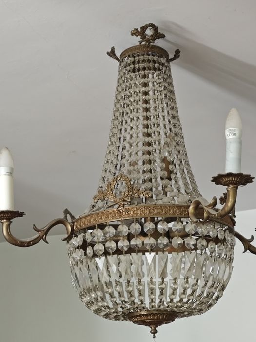 Candelabru Vintage Stil Empire – Bronz/Alamă masivă și Cristale