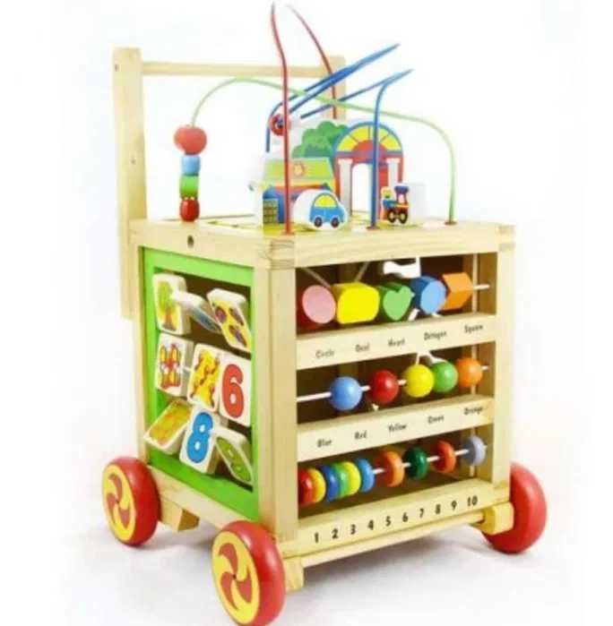 Cub educativ 6 in 1 cu activitati,antepremergator din lemn