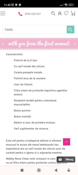 Aspirator nazal pentru bebeluși