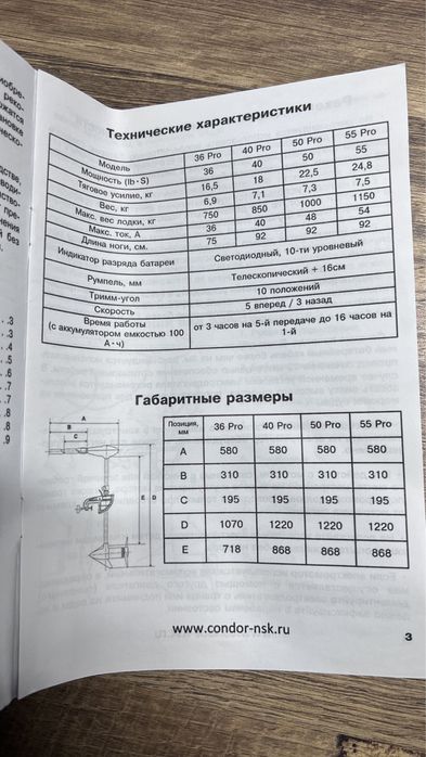 Лодочный электро мотор CONDOR 36PRO