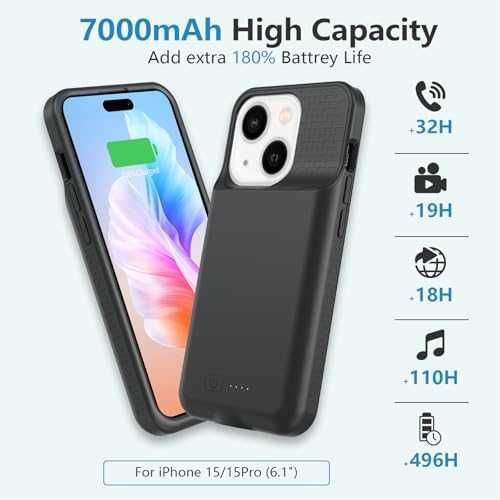 Нов 15W Батерия Кейс 7000mAh за iPhone 15/15 Pro Айфон заряден калъф