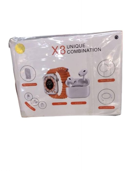 Комплект 8 в 1 с X8 Smartwatch,безжични слушалки,зарядно,кабели,външна