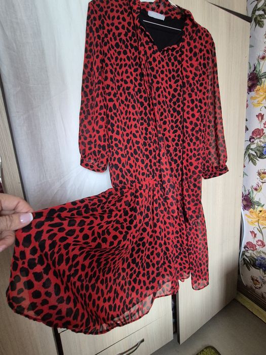 Rochie dama voal cu imprimeu leopard