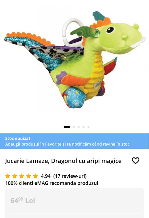 Jucarie Lamaze Dragonul cu aripi magice