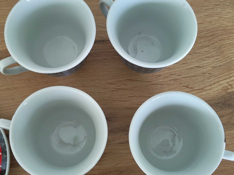 Set 4x ceașcă cafea/ceai cu 6x farfurioară cu motiv tradițional