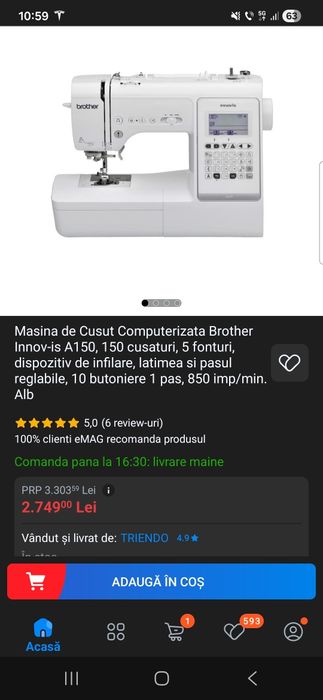 Masina de Cusut Computerizata Brother Innov-is A150, 150 cusaturi