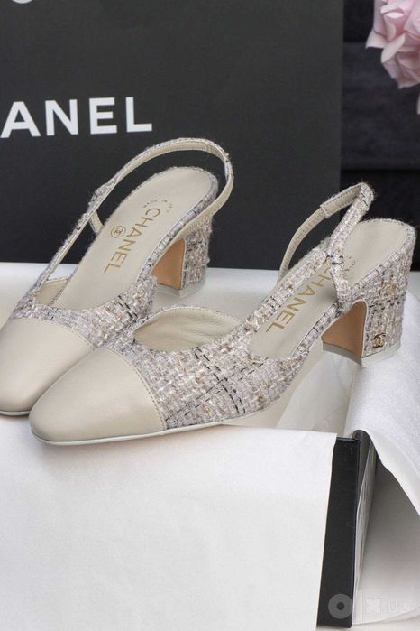 Туфли слингбэки Chanel, твид, размер 40 маломеры на 39, новые