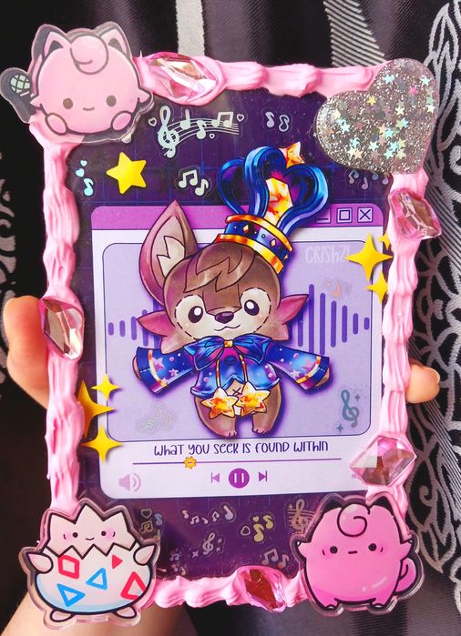 Wolfy Genshin Impact Arta si rama lucrata manual hand-made joc manga