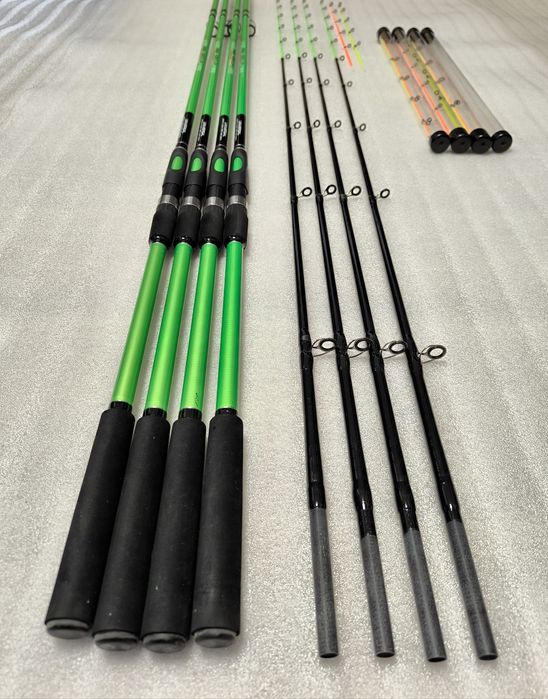 SET 4 Lansete Feeder Dunare FL AQUA FORCE 200g 3.00m + 4 Mulinete QC50