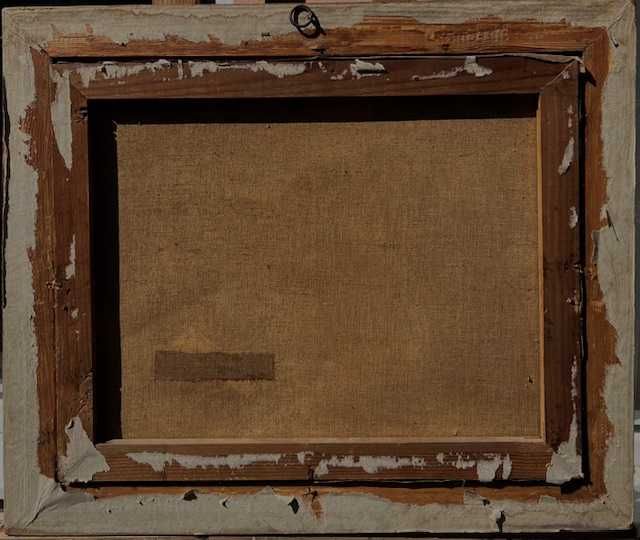 ”La fântână” Tablou foarte vechi, ulei/pânză, semnat. 60x50cm