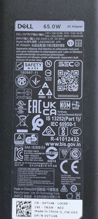 Зарядно за лаптоп Dell 65W USB-C и Dell 180W широка букса