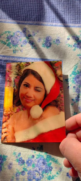 carte postala veche 3D fata face cu ochiul