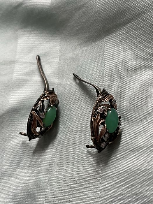 Серьги советские Серебро с золотыми вставками