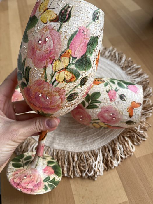 Комплект от 2 броя чаши с техника декупаж