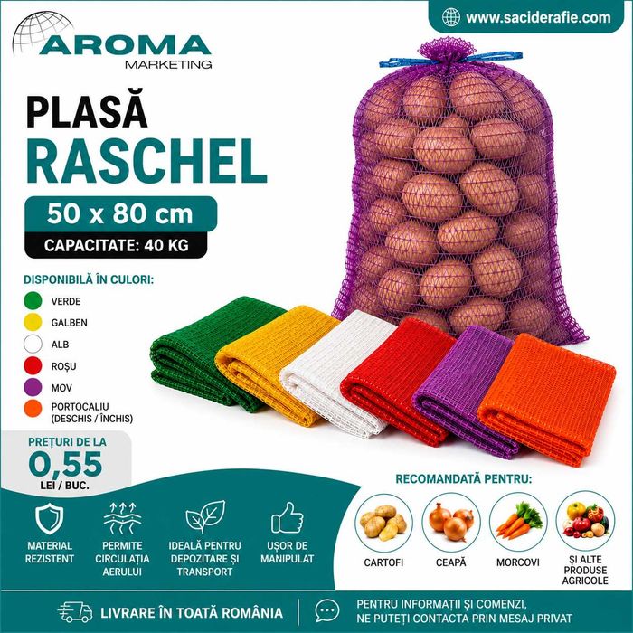 Plasă Raschel 40 kg – Saci Plasă pentru Produse Agricole