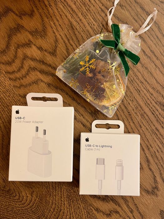 Set Nou Apple USB-C 20W Power Adapter + Cablu Lightning (Sigilate)