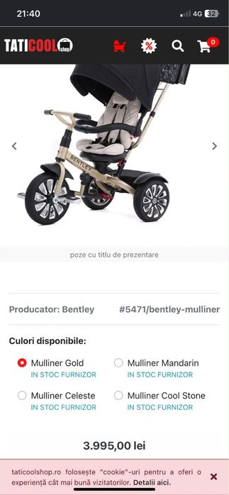 Tricicleta Bentley copii 6 luni - 3ani