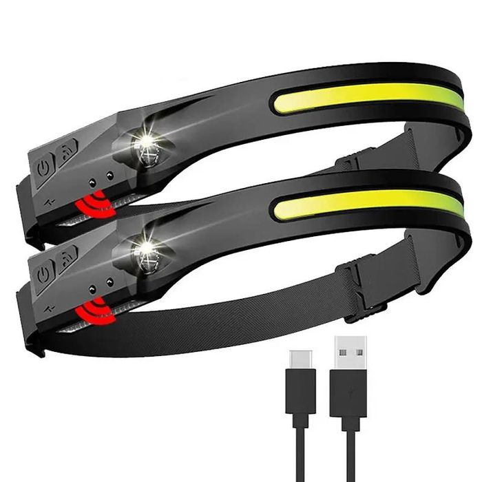 LED челник с IPX4 сензор за движение USB-C 1200 mAh – черен