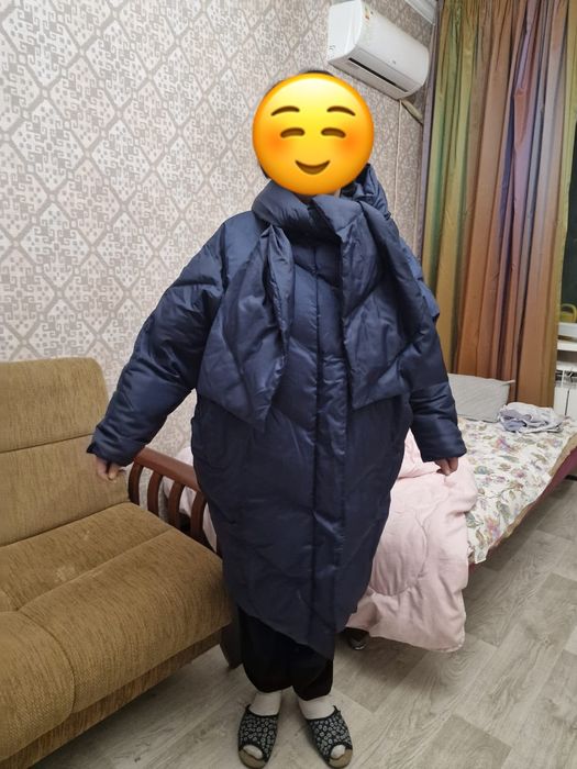 Продам пуховик тёмно-синего цвета
