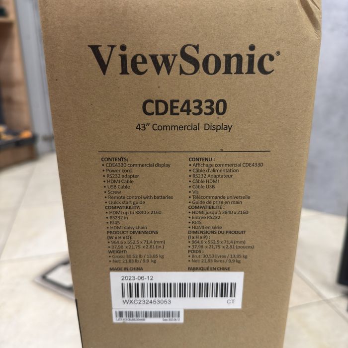 Презентационен дисплей ViewSonic 43" CDE4330 4K